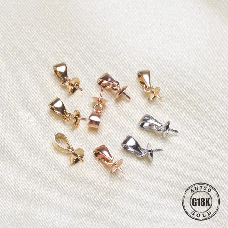 

Luxury genuine G18K Gold Accessories Fashion Pearl Pendant Settings Findings Pendant Mountings Women Accessories Female Jewwelry