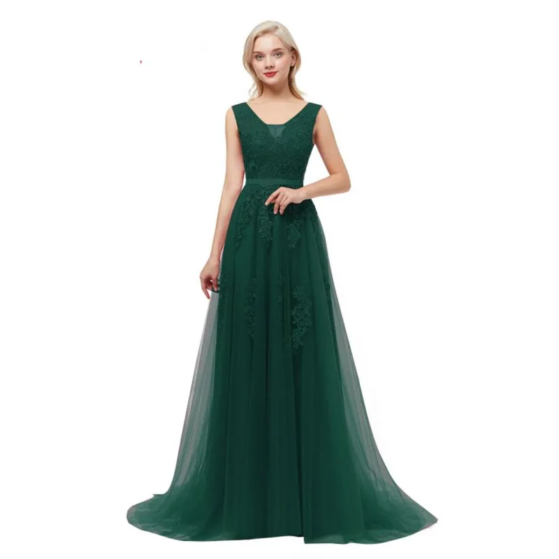 Красота Эмили элегантное кружевное Бисер с открытой спиной Длинные вечерние