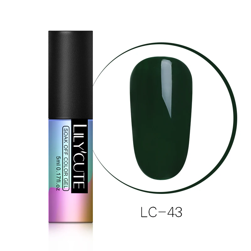 LC-43 LILYCUTE зеленый УФ-гель для ногтей Vernis полуперманентный дизайн ногтей украшение чистый Гель-лак для маникюра дизайн ногтей 5 мл - Цвет: LC-43