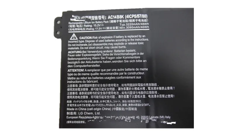 Ноутбук Батарея для Acer Aspire Nautilus V3 371 AC14B8K 30FA ES1 711 E3 111 331 48WH 17 2 V CB3 CB5 311 B115P NE512|battery for