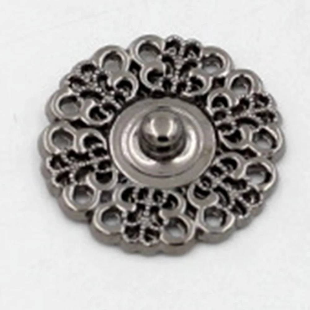 10 шт. металлическая кнопка 18 мм застежка Пуговицы полые цветок Невидимые для