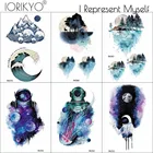 Тату-наклейка IORIKYO для мужчин и женщин, временные татуировки для акварели, гор, синего пространства, Луны, ненастоящие руки, для детей и мужчин