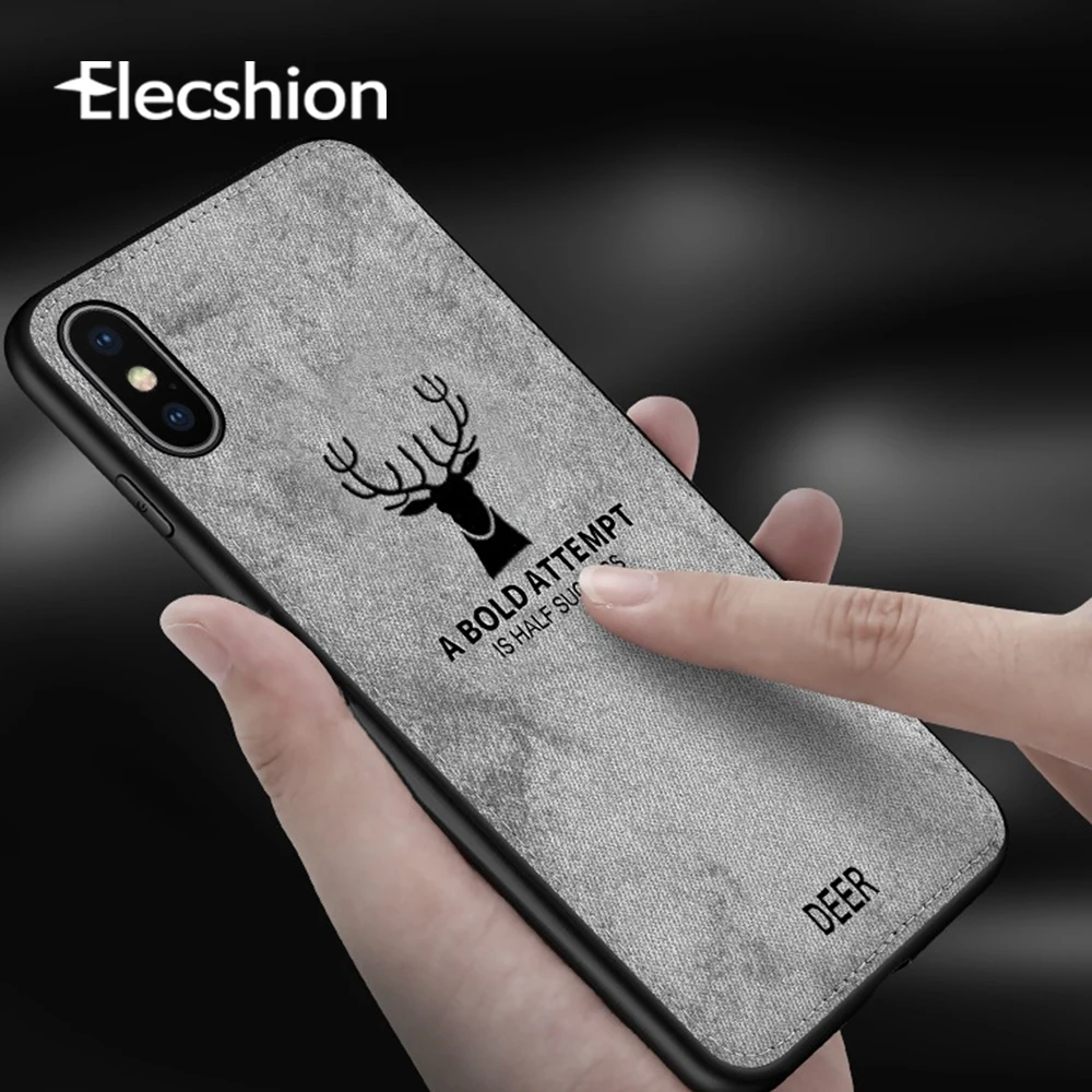 Роскошные мягкие тканевые силиконовые чехлы для телефона с оленем iphone 7 8 Plus 6 6S X XS