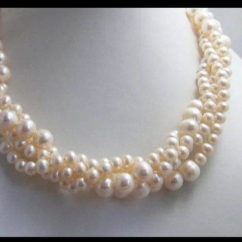 New Arriver Handmade Pearl Jewellery 4Rows White Round Freshwater Necklace Shell Flower Clasp Perfect Women Jewelry Gift | Украшения и