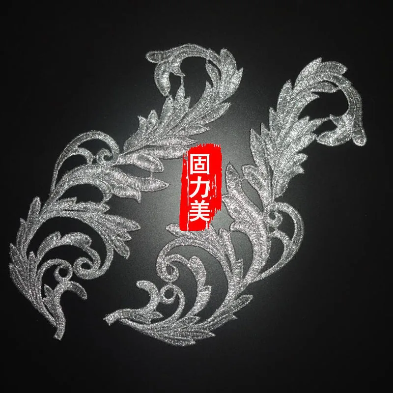 2pair embroidery gold &amp silver water soluable flower patch DIY lace applique sewing on | Дом и сад