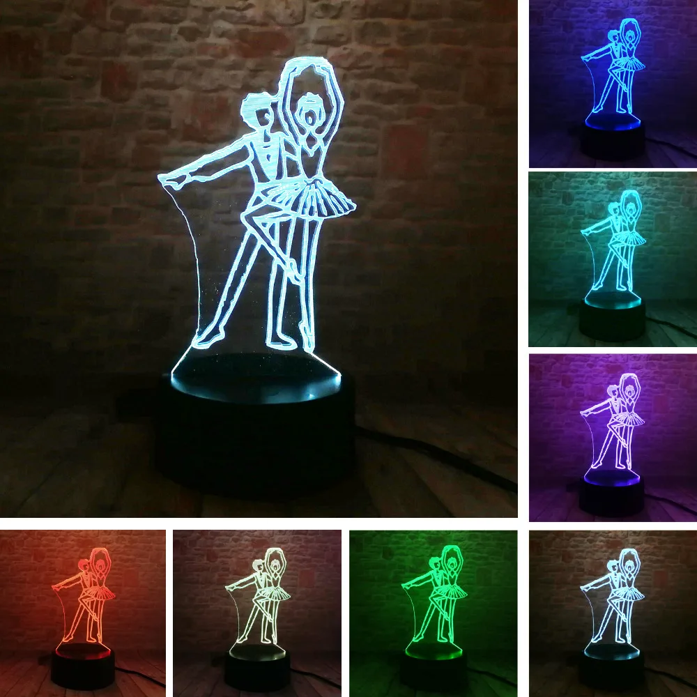 Luminaria 3D визуализация бальные танцы 7 цветов градиент ночник Иллюзия Настольная