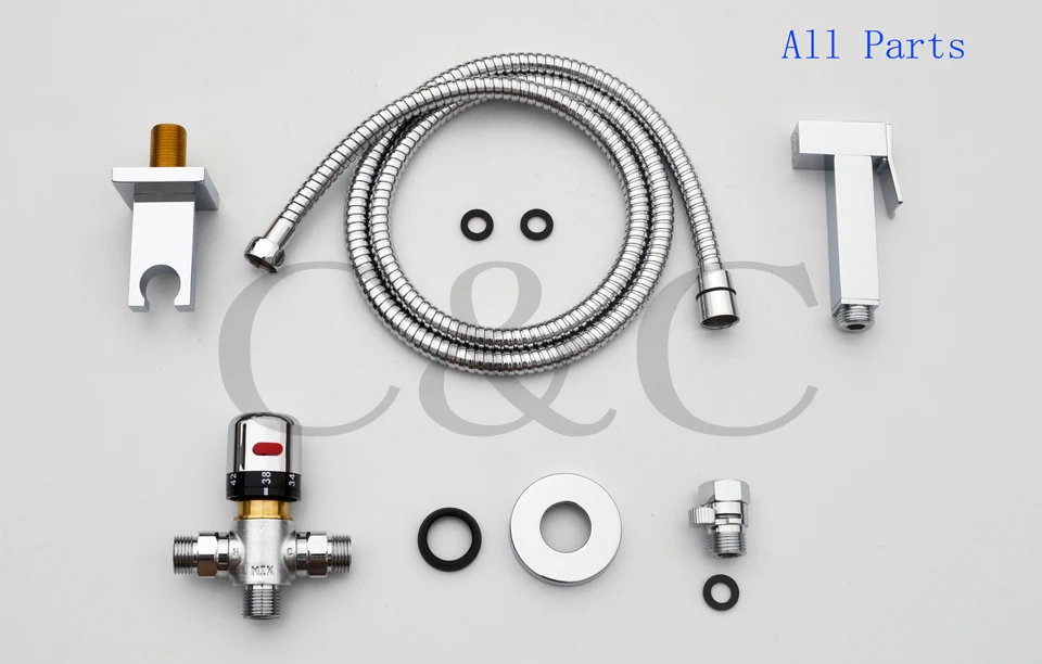 Wall Mounted Portable Bidet Toilet Spray Shower 150 cm Stainless Steel Hose With Thermostatic Faucet Valve A2008D | Обустройство дома