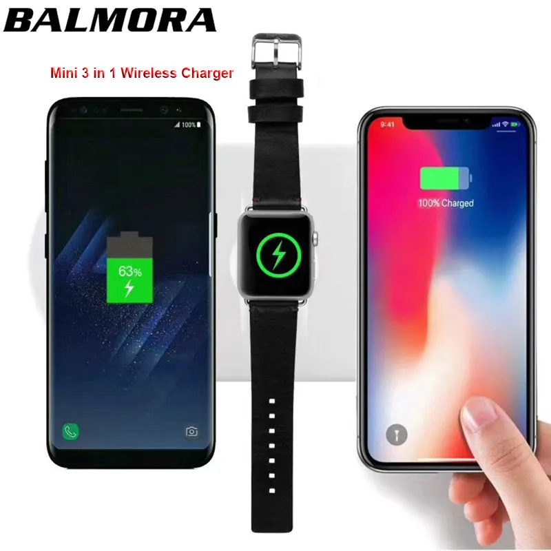 Balmora 3 в 1 QI Беспроводной Зарядное устройство для iPhone X 8 plus iWatch 2 быстрая зарядка