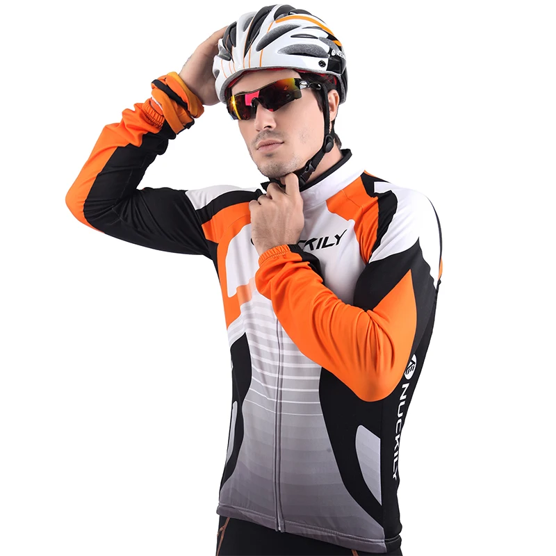 NUCKILY зимний термальный велосипед одежда флис легкий Джерси с поролоновой