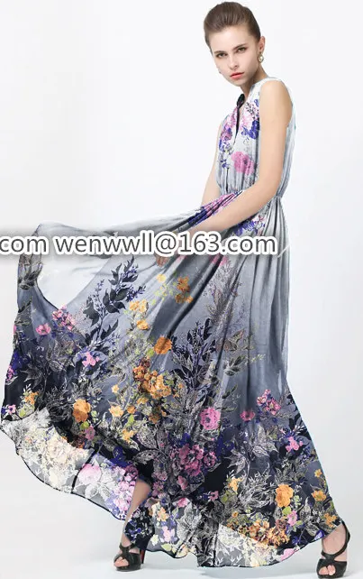 High quality Designer 100% pure natural mulberry silk chiffon fabric orange green and gray flower 1meter X148 | Дом и сад