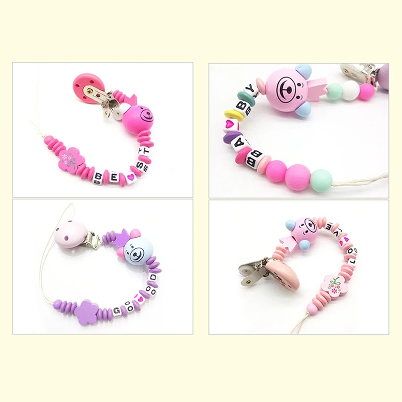 

Baby Pacifier Clip Chain Wooden Holder Chupetas Soother Pacifier Clips Leash Strap Nipple Holder For Infant Feeding