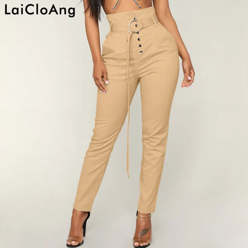 Женские брюки карго LaiCloAng повседневные облегающие хлопковые с высокой талией и