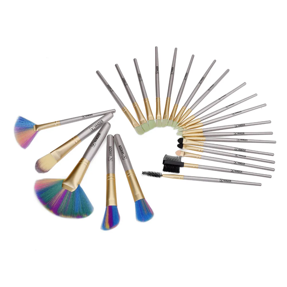 Vanderlife 24Pcs Color Hair Makeup Brushes Set Beauty Cosmetics EyeShadow Lip Powder Pincel Make Up Maquiagem Tools + Pouch Bag | Красота и