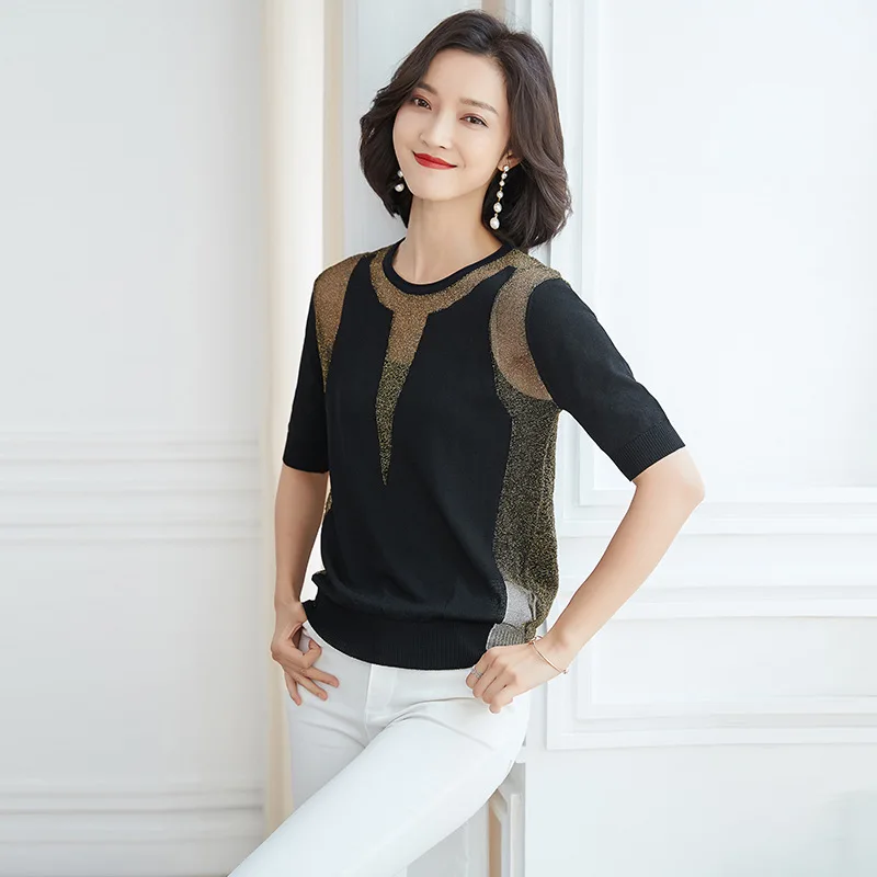 Suvance 2019 летний офисный Женский вязаный черный тонкий пуловер с круглым вырезом s-xl