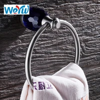 weyuu towel ring on the wall luxury blue crystal towel rack bar stainless steel bathroom accessories wire drawing