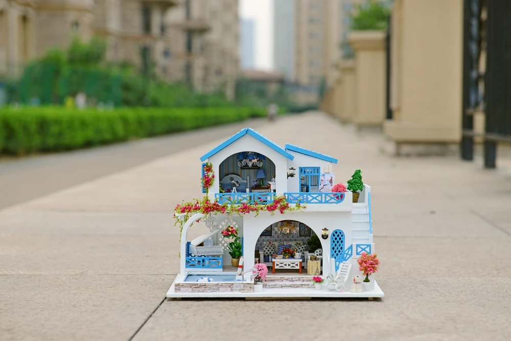 3D Кукольный дом ручной работы Деревянный Diy Miniatura кукольные домики мебельный Набор Diy пазл сборные кукольные игрушки светодиодный светильник подарок на день рождения
