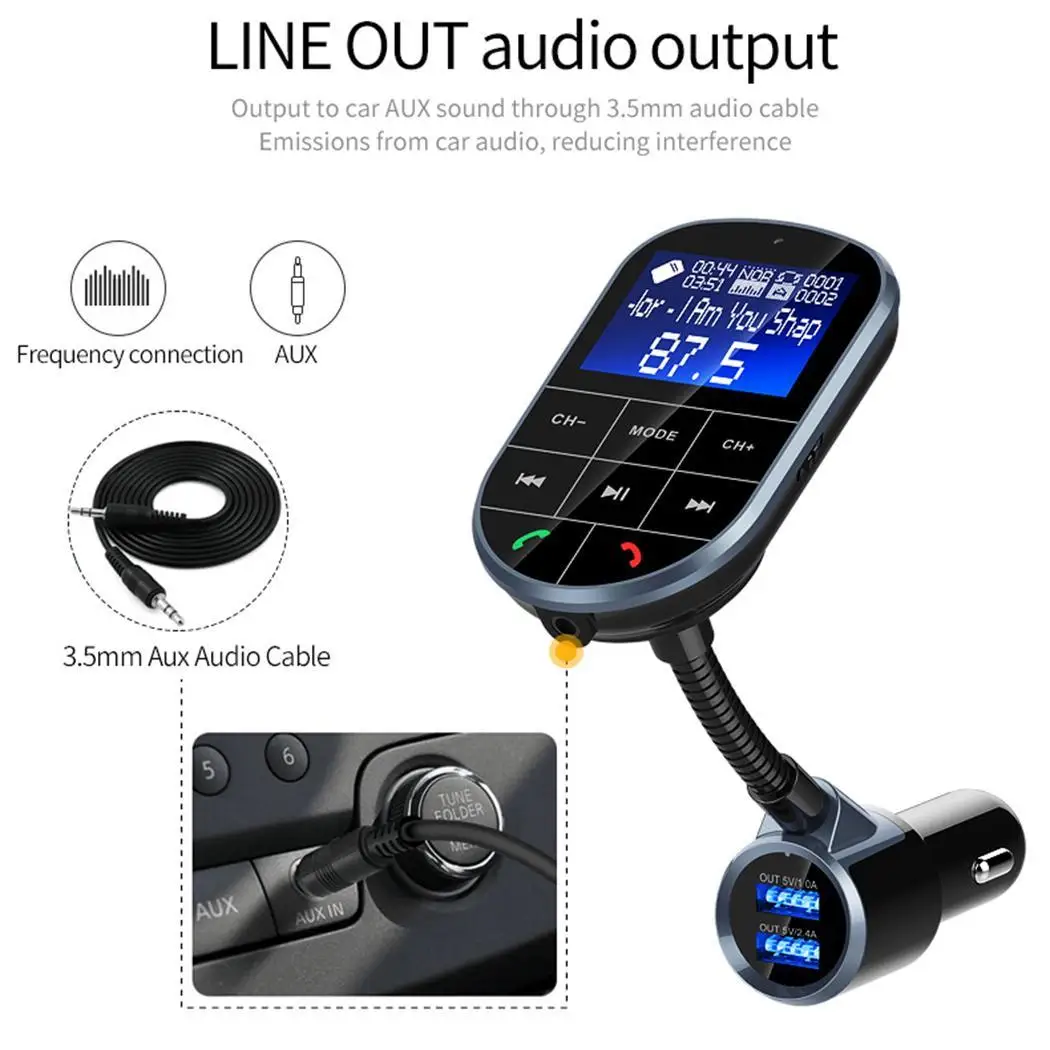 Портативное автомобильное зарядное устройство Bluetooth автомобильный FM 0 2