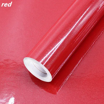 red DIY ПВХ чистый цвет водостойкие обои для комнаты самоклеющиеся черно-белый Шкаф Кухня Глянцевая паста мебель наклейки на стену - Цвет: red