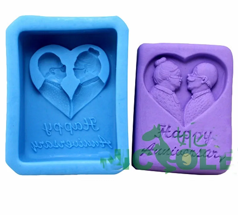 1pcs Grow old together silicone soap mold happy Anniversary Chocolate mould baking cupcakes moldes fondant pastry tools | Дом и сад