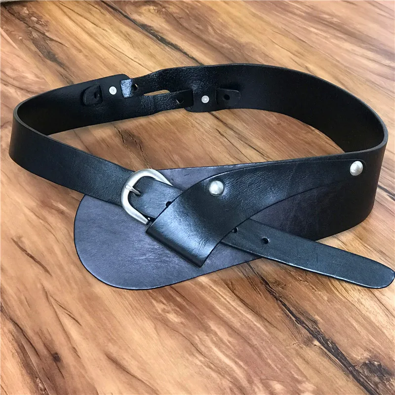 Пояса из натуральной кожи, широкие ремни для женщин, широкие пояса Ceinture Femme Cinto Feminino, женские винтажные ковбойские пояса BTW0043 - Цвет: BTW0043 BLACK