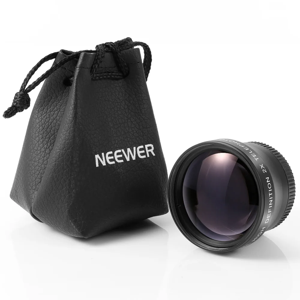 Neewer 37 мм 2x черный Увеличение телеобъектив Professional HD объектив с крышкой +