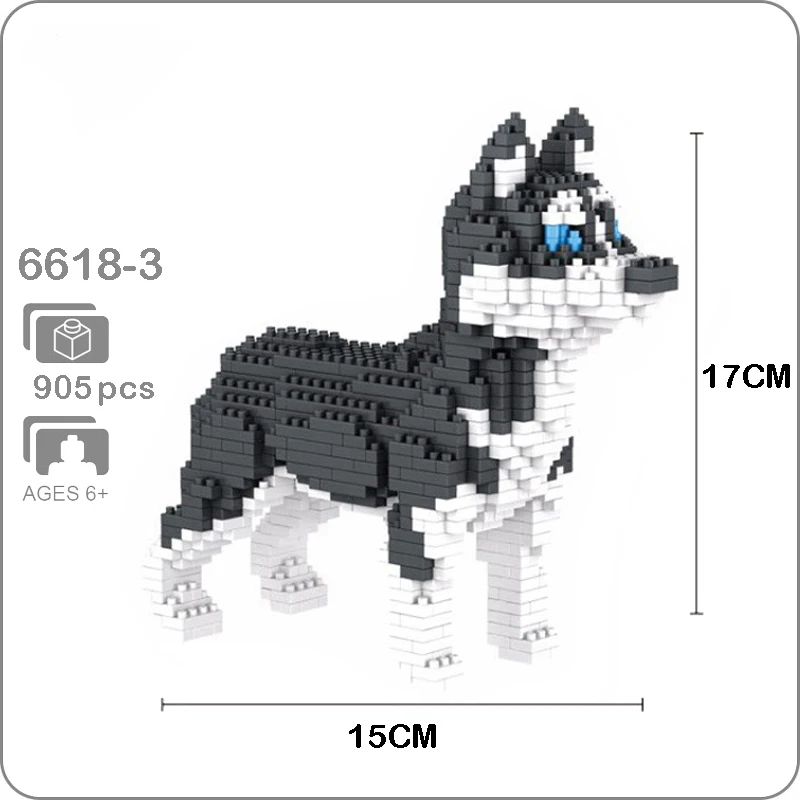 Husky Строительные блоки Собака Тедди Шнауцер такса Хаски корги колли 3D модель животного алмаз мини игрушка - Цвет: Husky
