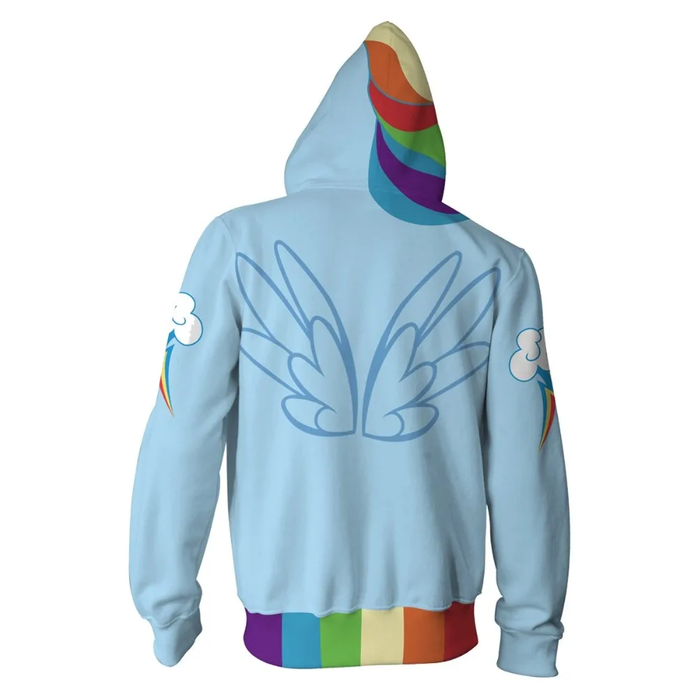 Rainbow Dash Cosplay Costumes Princess Luna Hoodie 3D Print zip Sweatshirt Mens Women Animation cartoon Hoodies Jackets | Тематическая