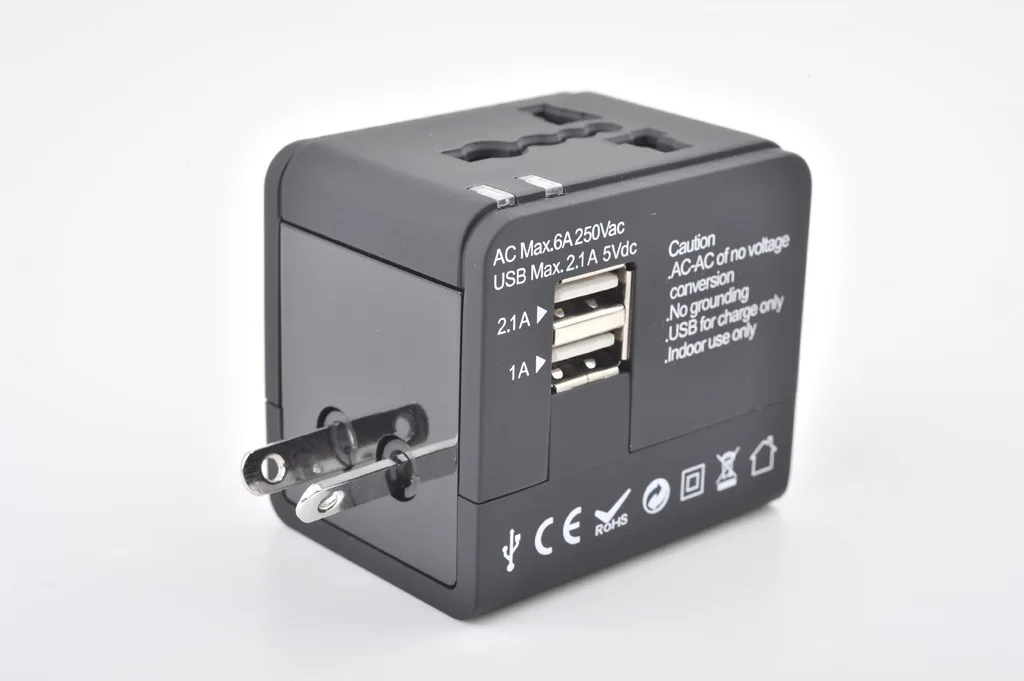 Адаптер переменного тока для путешествий, два порта usb для зарядки, настенное зарядное устройство, штепсельная вилка переменного тока, адаптеры-конвертеры для ЕС, Великобритании, США/Австралии
