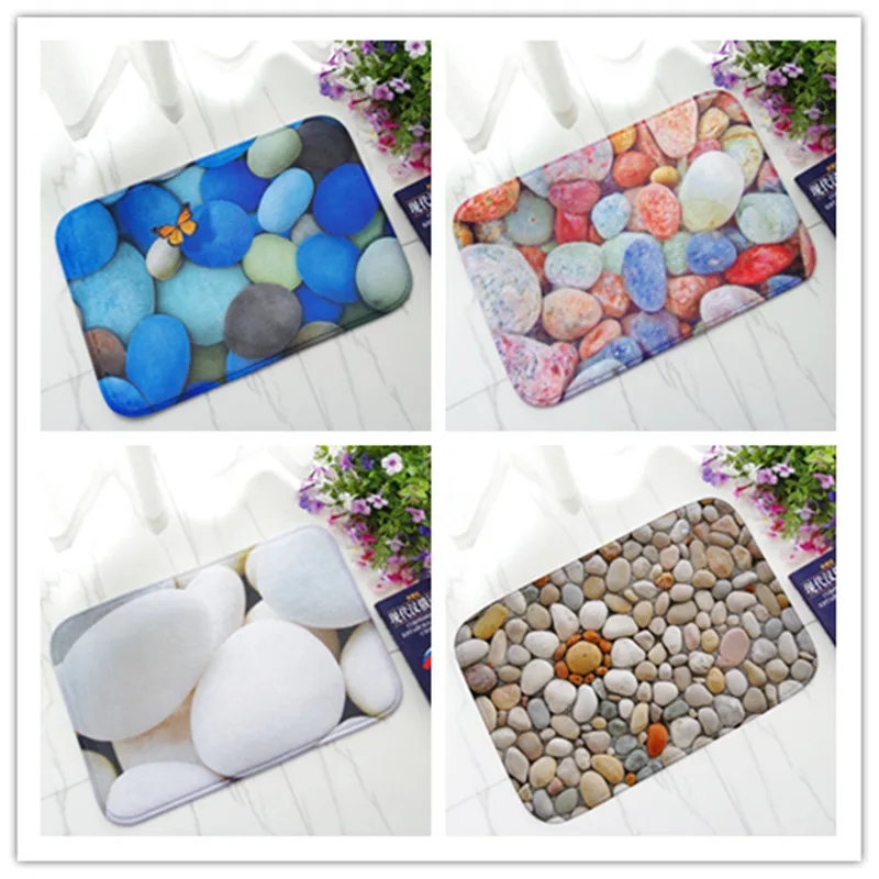 

Creative Stone Printed Home Welcome Mats Door Mats For The Front Door Non-slip Bathroom Bath Mats Foot Pad Absorbent Kitchen Rug