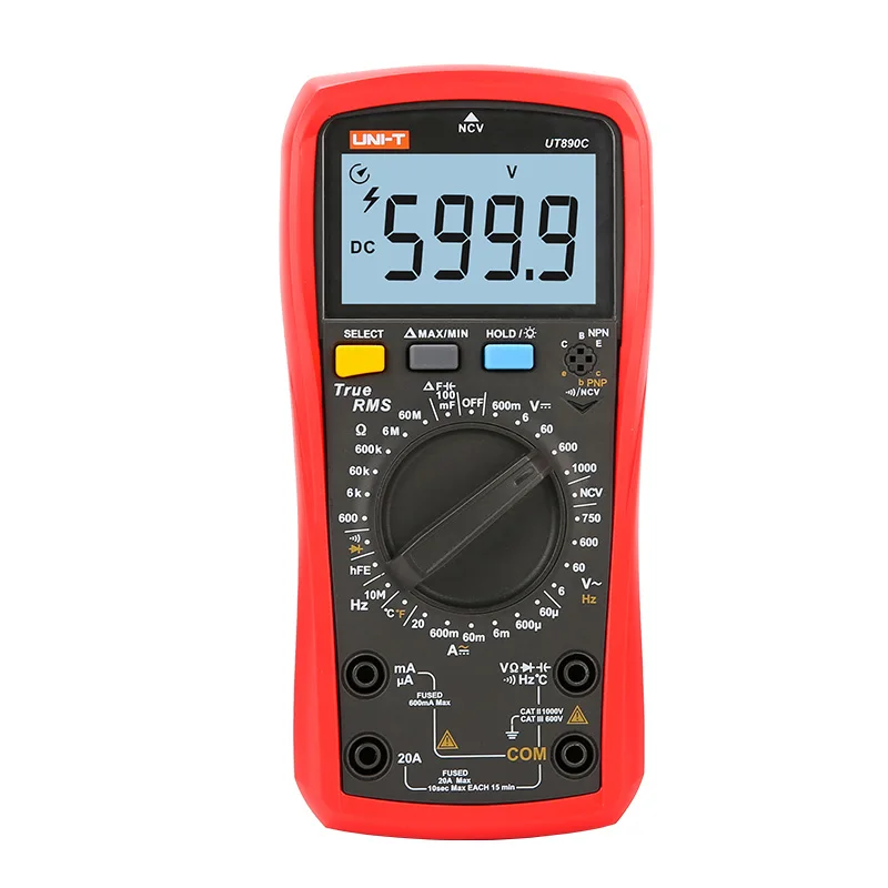 UNI-T UT890C/UT890D+ 6000-граф true RMS Цифровые мультиметры разработаны с большим ЖК-дисплеем(только UT890C+ температурный зонд