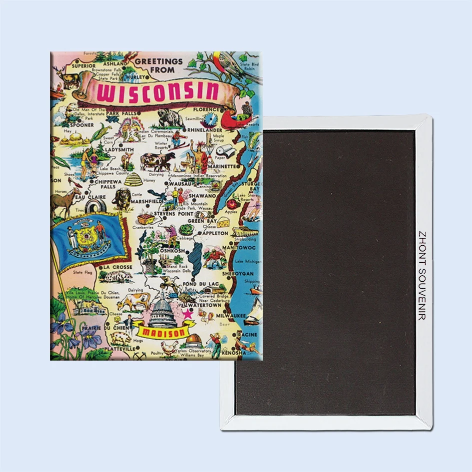 Декоративные магниты на холодильник поздравления от Висконсин карта сувенир для