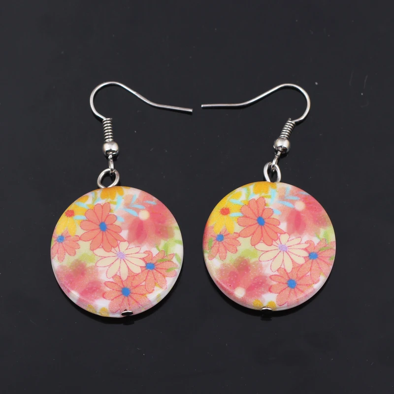 1 пара милых красочных узоров с модным принтом висячие серьги из акрила Новый