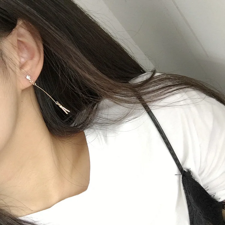 2020 корейские модные Асимметричные Длинные серьги цепочки элегантные ювелирные