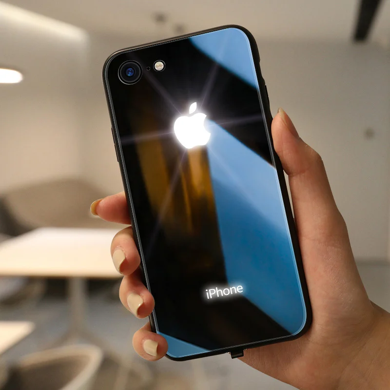 Tree Yagoo умный светодиодный светящийся чехол для телефона для iPhone 7 8 Plus чехол s задняя крышка для Apple с животным узором Funda роскошный стеклянный силиконовый чехол - Цвет: Tree