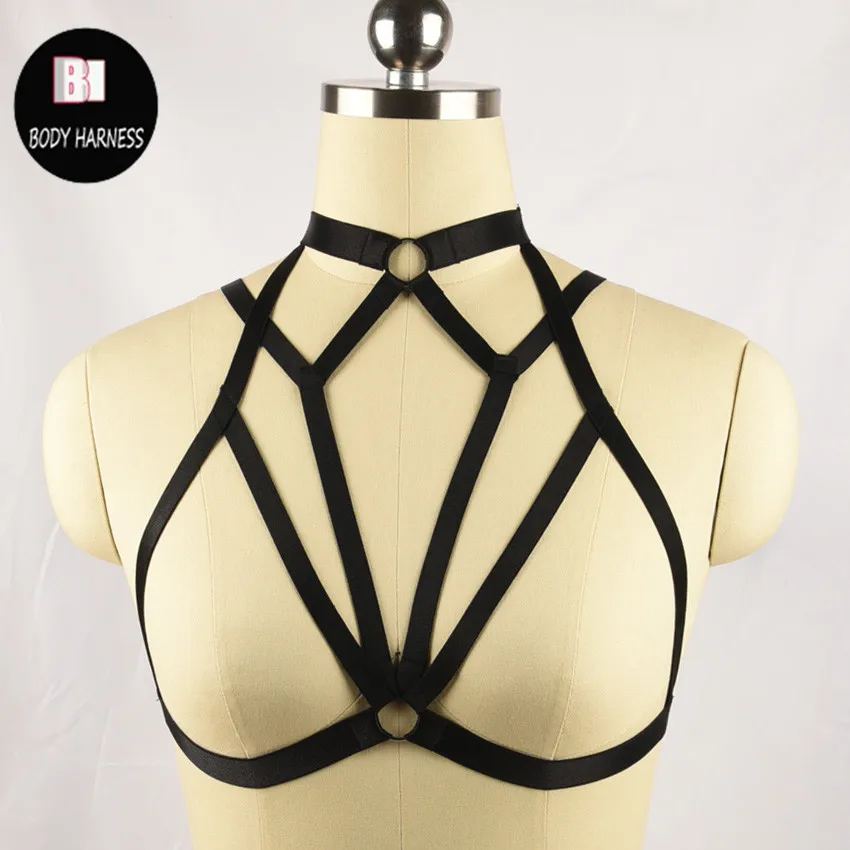 Портупея для тела Женская черная регулируемая ручной работы сексуальная в стиле