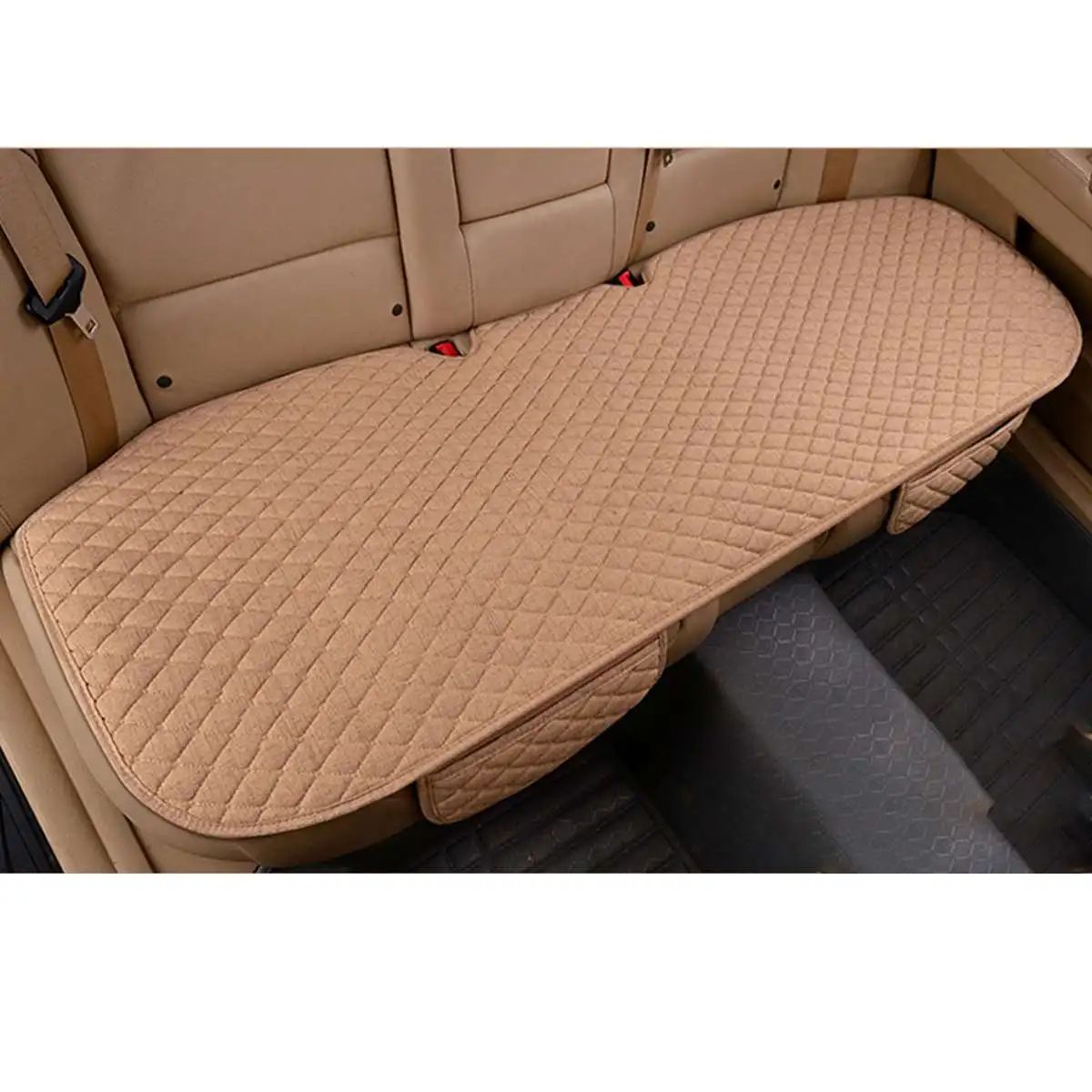 Beige Rear Seat Автомобильные чехлы для сидений, защитный коврик, Автомобильная подушка для переднего сиденья, нескользящий чехол для сидений автомобиля, подходит для большинства транспортных средств, бежевый/черный/серый чехлы для сидений - Название цвета: Beige Rear Seat