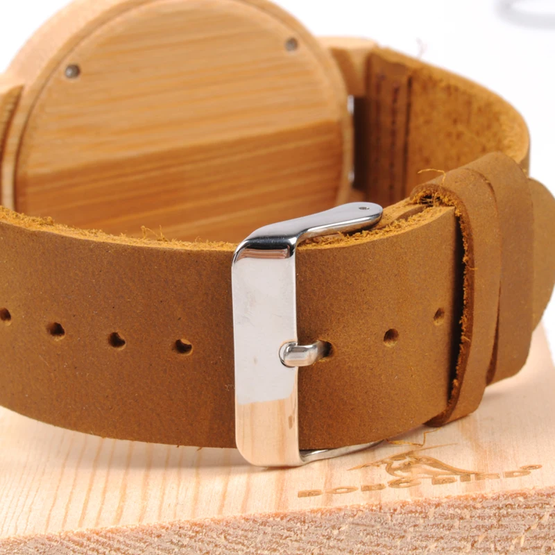 Мужские часы BOBO BIRD с бамбуковым ремешком из натуральной кожи для мужчин в