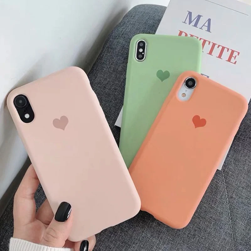 Чехол для телефона XS Max с милым сердечком iPhone XR жидкий силиконовый мягкий чехол xs x
