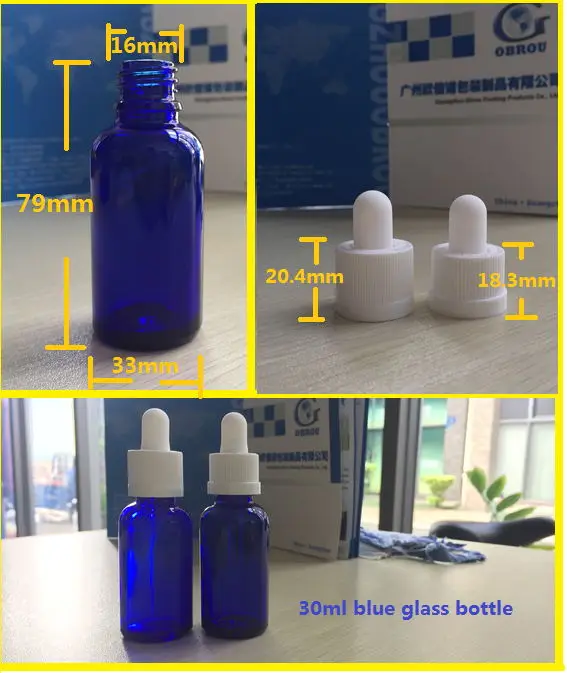 Бесплатная доставка 330 шт. 30 мл янтарный синий стеклянный флакон-капельница
