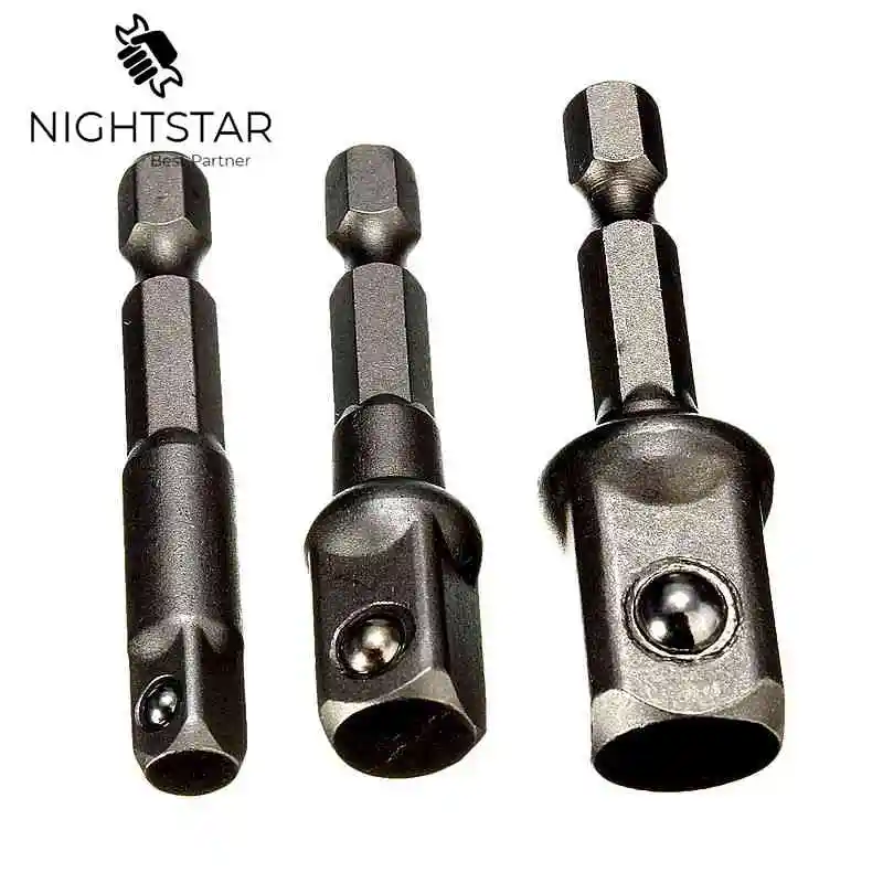 3 шт. Шестигранная розетка адаптер сверла 1/4 &quot3/8&quot 1/2 &quotшестигранный хвостовик