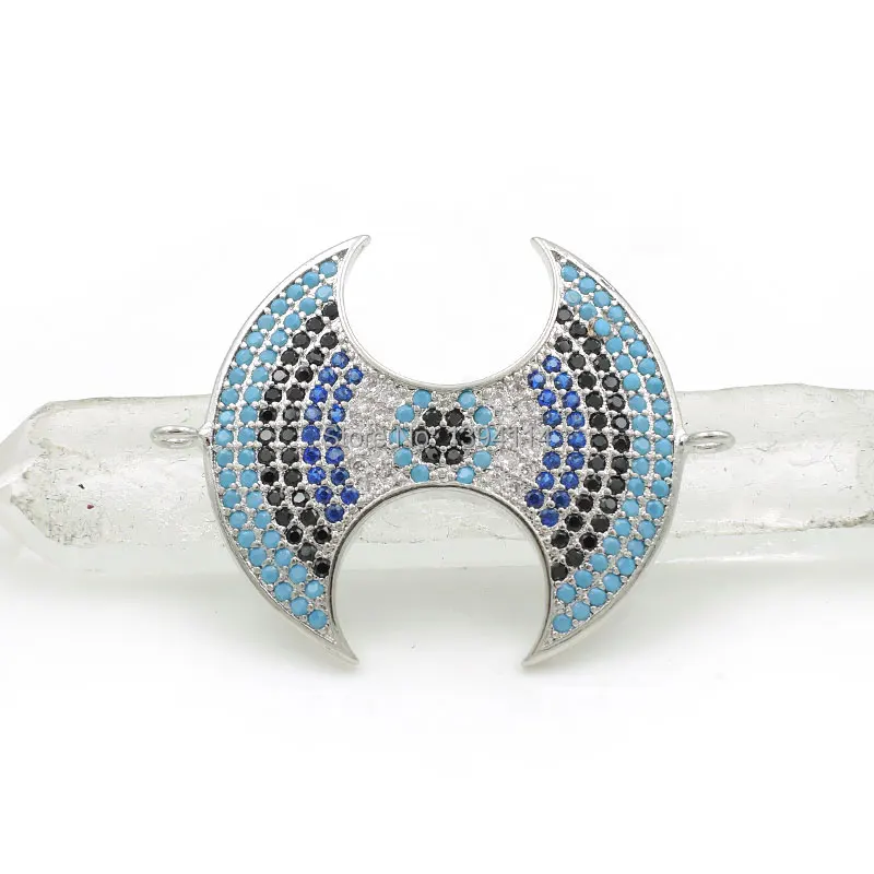 30*25*2 мм Micro Pave Kallaite &amp Black Blue Clear CZ круглые соединители подходят для мужчин и женщин