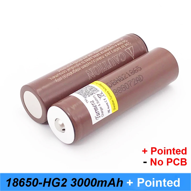 NEW HG2 18650+pointed 3000mah for flashlight electronic cigarette Rechargeable battery power high discharge 30Amps large current |