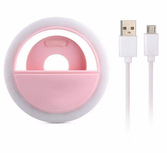 Перезаряжаемая USB зарядка с батареей селфи портативная светодиодная кольцевая