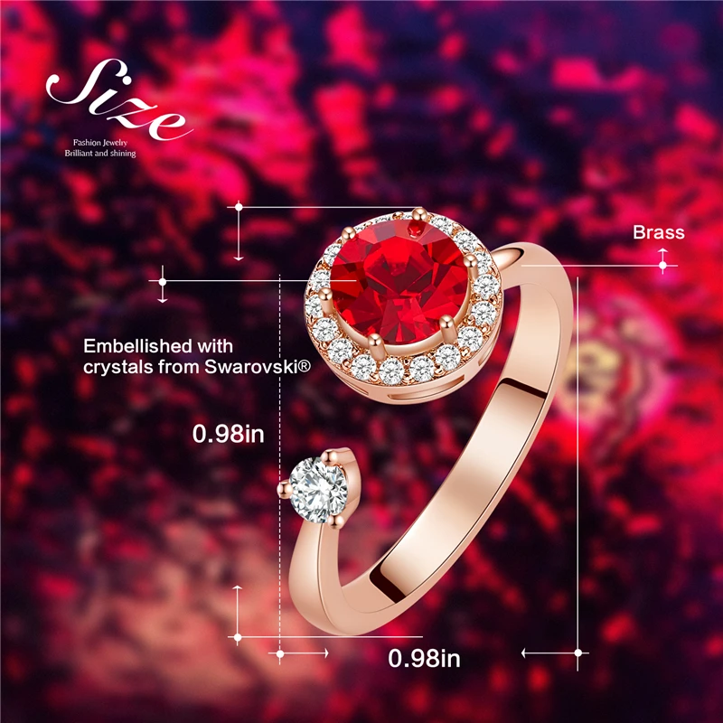 Cdyle, женское золотое кольцо, украшенное кристаллом Swarovski, 12 цветов, круглый камень, открытый палец, кольцо, ювелирные изделия, аксессуары