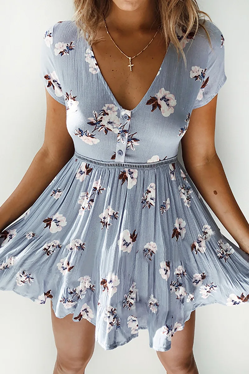 Floral Print Dress Boho Woman Summer Dresses Party Night Beach Ethnic Mini A Line Robe Sexy Sundress Vestidos Mujer | Женская одежда