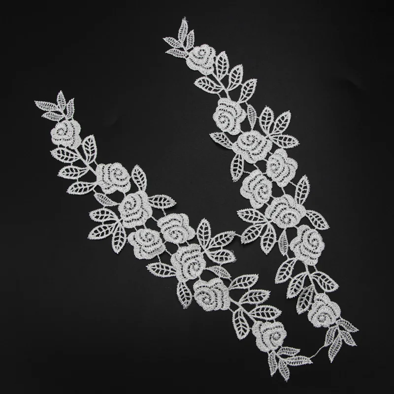 1 пара белый и черный полиэстер кружевная отделка с 8 цветами листья швейная