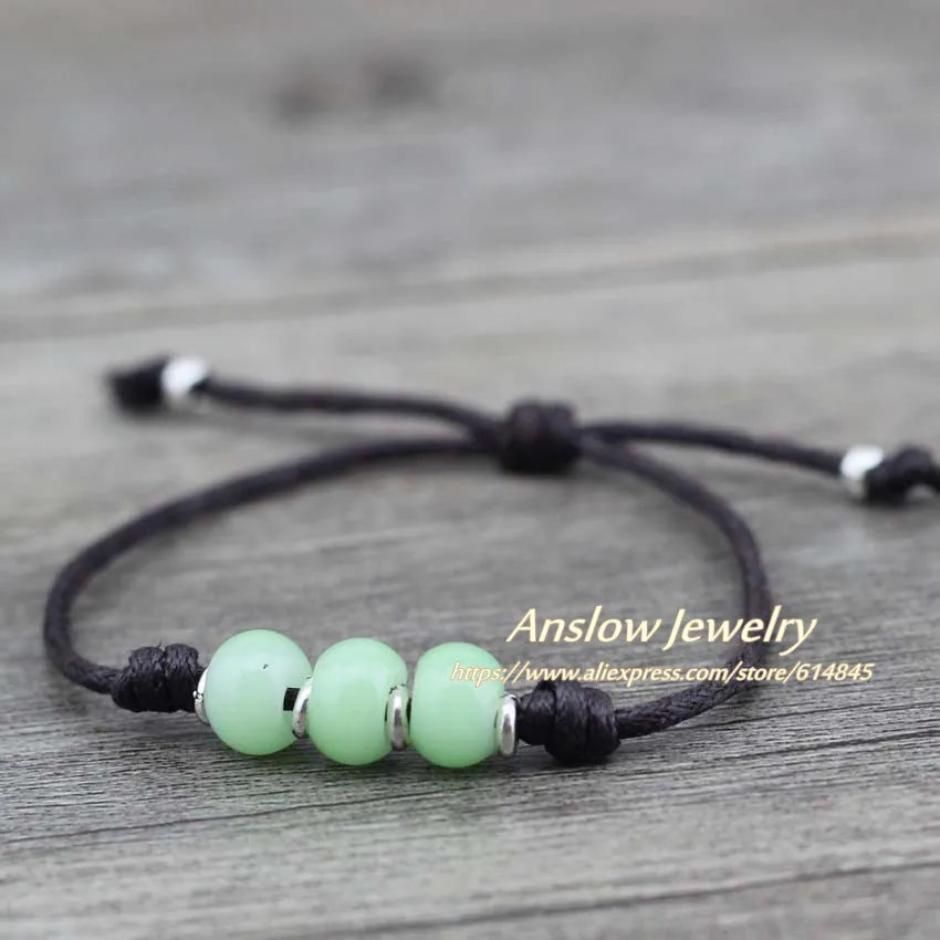 olive green Anslow Горячая сладкий корейский ручной работы DIY Шарм Bijoux кожаный браслет для женщин браслеты дружбы подарок на день матери LOW0493LB - Окраска металла: olive green