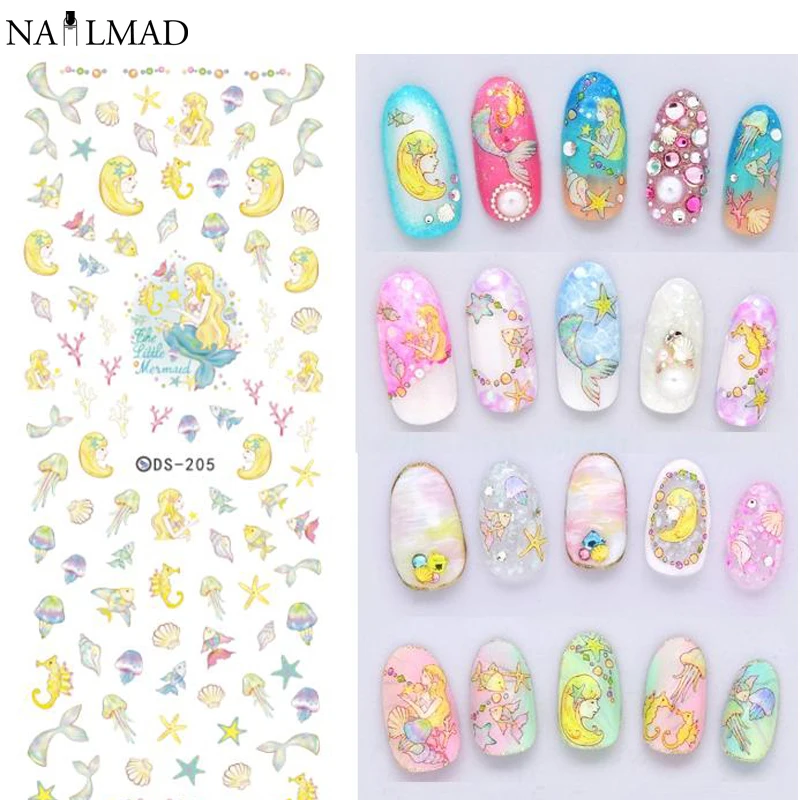 1 лист водных переводных наклеек для ногтей NailMAD Sea Horse Ракушки Морская звезда