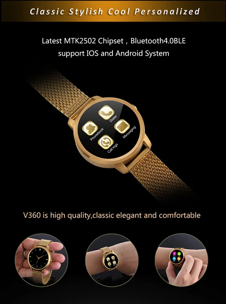 Новый V360 Smart Wacht Bluetooth SmartWatch Интеллектуальный часы для Apple IPhone Huawei телефона Android Siri
