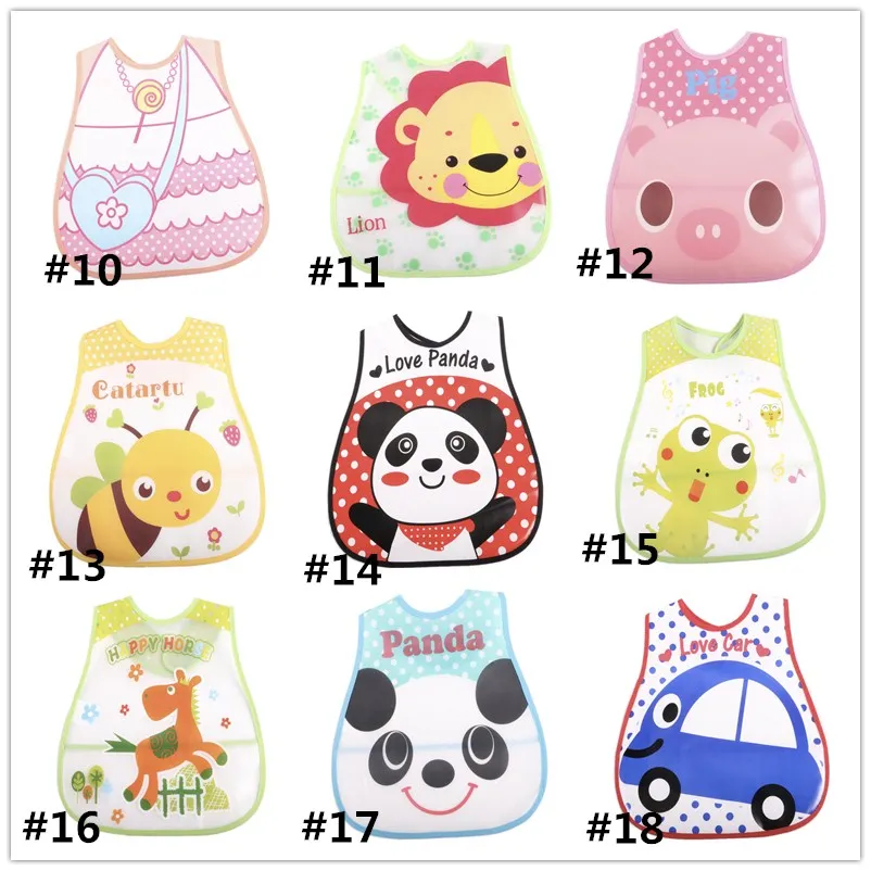 

Hot sale!10pcs/lot Fashion Cartoon Baby Soft Bibs Waterproof Cartoon Bib Burp Cloths for Children Self Feeding Care